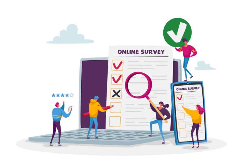 illustration of a survey on a computer